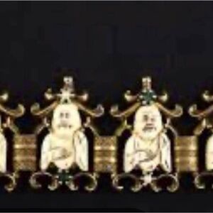 Gold and White Buddha Charm Bracelet